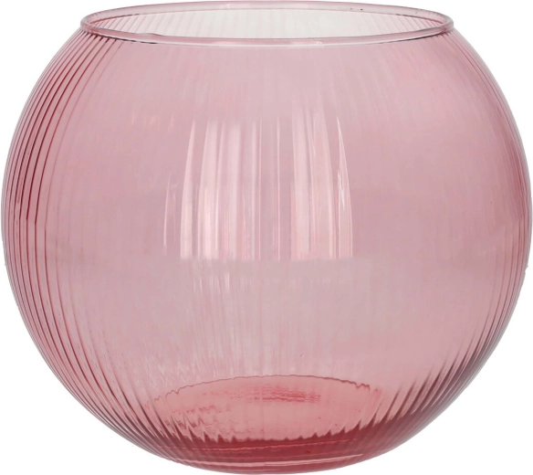 Vază din sticlă Alverda Lines 19 × 15,5 cm, roz transparent