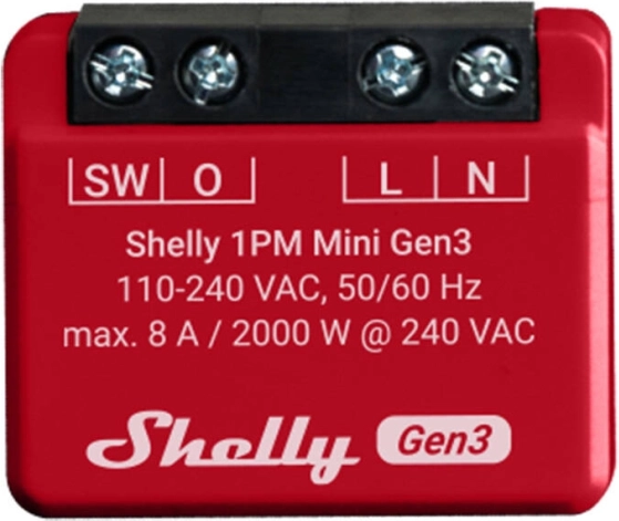 Comutator inteligent Shelly 1PM Mini Gen3 cu WiFi și Bluetooth