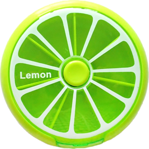 Dozator rotund pentru medicamente cu motiv de lămâie 9 × 2,5 cm