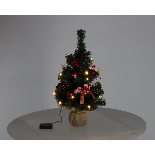 Decorațiune de Crăciun Choinka Bożonarodzeniowa – brăduț luminos 50 cm, 20 LED, roșu-alb