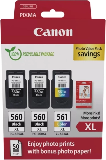 Canon PG-560XL x2 / CL-561XL Photo Value pachet cu hârtie foto