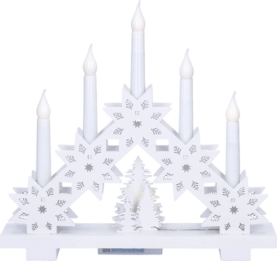 Solight sfeșnic LED de Crăciun din lemn cu stele 30 cm