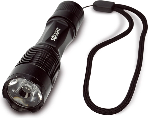 Lanternă LED metalică mică Solight, 50 lm, neagră, alimentată cu baterie AA - 1 bucată