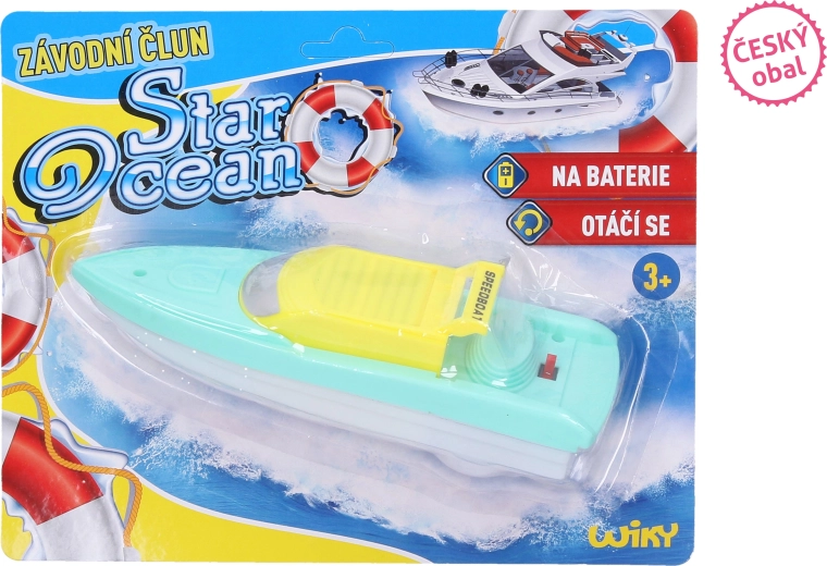Bărcuță de curse din plastic pentru apă, cu baterii, 18 cm