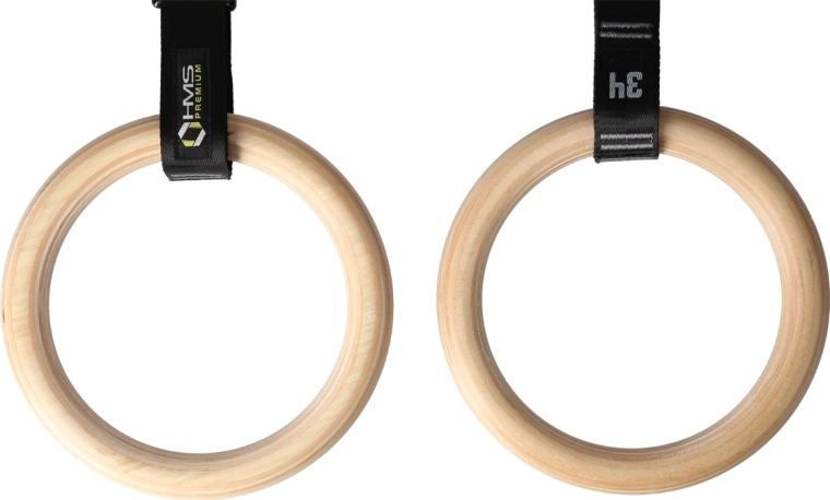 Inele gimnastice din lemn HMS Premium TX08 cu chingi numerotate