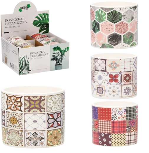 Ghiveci decorativ ceramic 15 × 15 × 13,2 cm – mix de modele