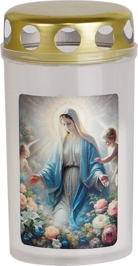 Candelă funerară Maria cu capac 11 cm, 120 g