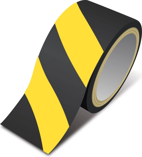 Bandă autoadezivă de avertizare galben-neagră 50 mm x 33 m