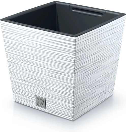 Ghiveci Furu Square Low 24 cm – alb