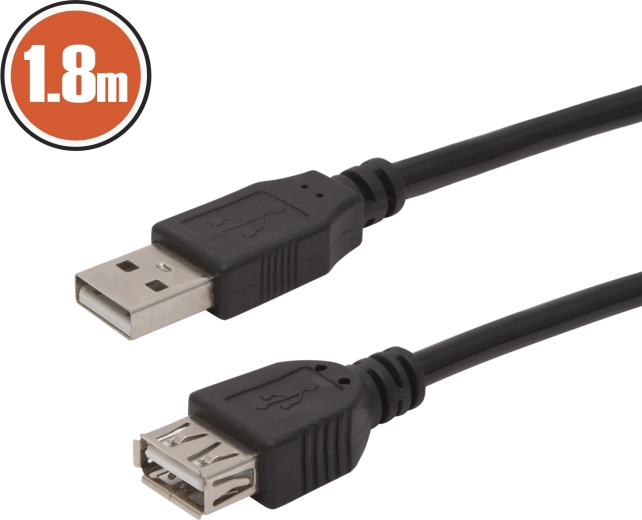 Cablu prelungitor USB USB-A, 1,8 m, negru