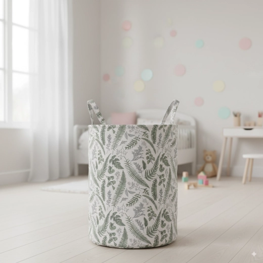 Coș textil pentru rufe și jucării cu model de frunze 30 × 42 cm