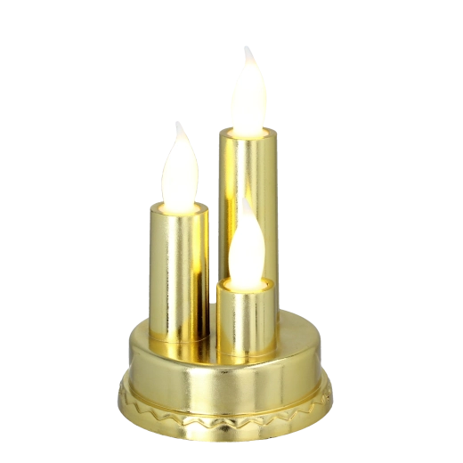 Lumânare LED triplă, aurie, 8,5 × 14 cm