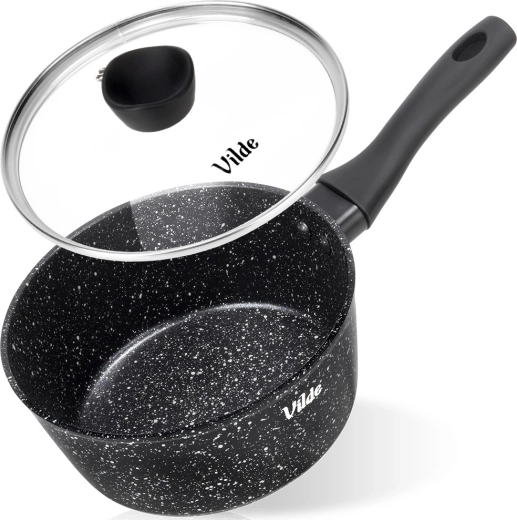 Cratiță cu suprafață granitică și capac de sticlă 16 cm, 1,1 l Vilde GRANITICA