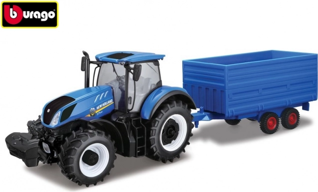 Bburago 1:32 Tractor agricol New Holland cu remorcă pentru fân