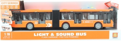 Autobuz articulat portocaliu pe baterii cu lumină și sunet