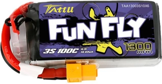 Baterie lipo tattu fun fly 1300 mah 11,1 v 3s 100c cu conector xt60