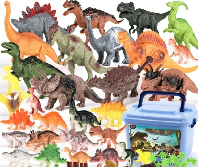 Set de 44 figurine dinozauri cu cutie practică