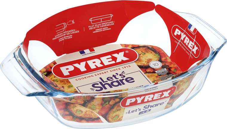 Vas oval pentru copt din sticlă borosilicată PYREX 30 × 21 cm
