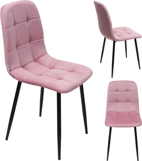 Scaun tapițat din velur pentru dining și living, roz