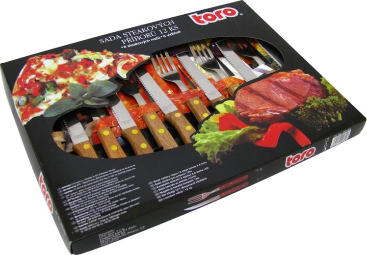 Set de tacâmuri pentru steak TORO Wood, 12 piese