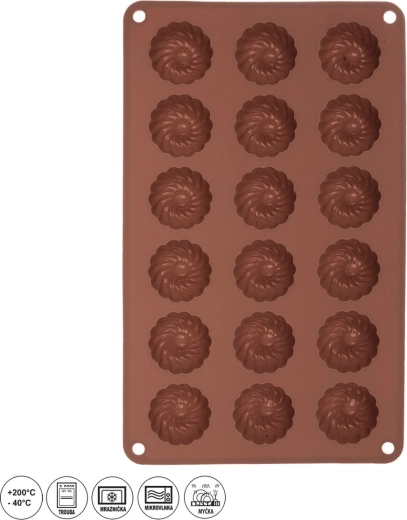 Formă din silicon pentru mini inele (18 buc.) maro