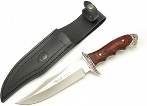 Cuțit universal Muela 16 cm din lemn Pakka coral cu teacă din piele