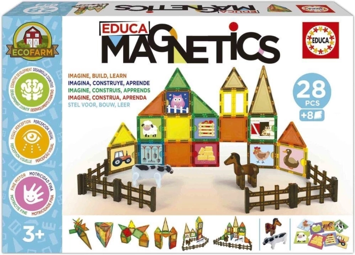 Educa set de construcție magnetic Magnetics eco fermă 28 de piese