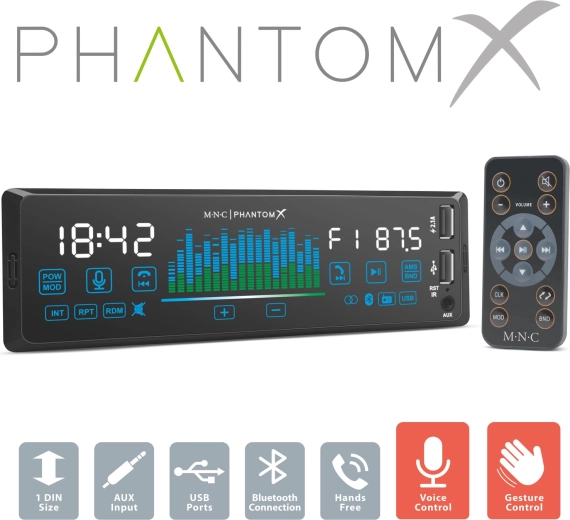 Radio auto MNC PhantomX 1 DIN cu control prin gesturi și Bluetooth