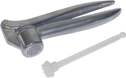 Presă de usturoi cu curățător din plastic, 15 cm, metalică
