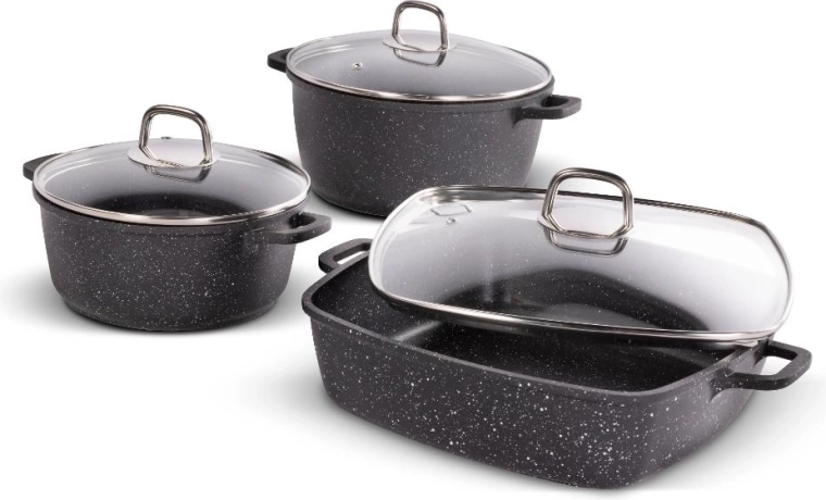 Set de vase Lamart Cast negru, 6 piese