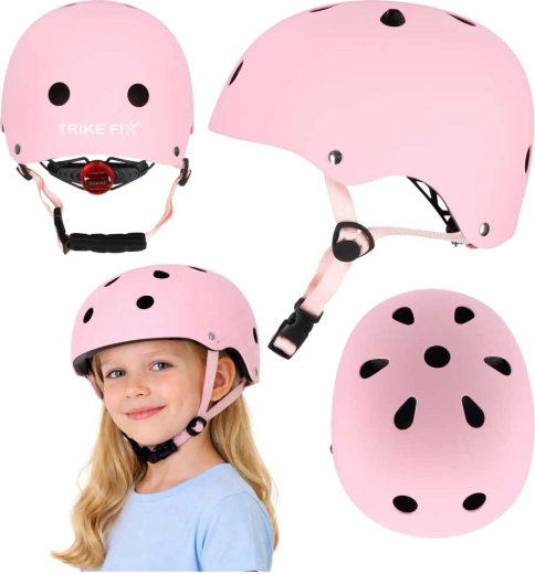 Cască de ciclism pentru copii Trike Fix cu LED, roz (S 48–54 cm)