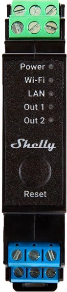 Shelly Pro 2PM releu cu două canale pe șină DIN cu WiFi/LAN și măsurarea puterii