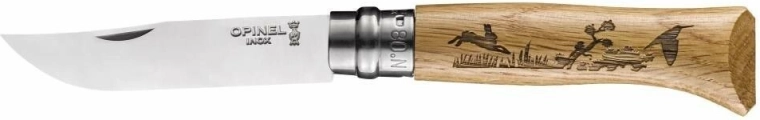 Opinel N°08 Inox Animalia 2019 cuțit de buzunar, lemn de stejar, motiv iepure