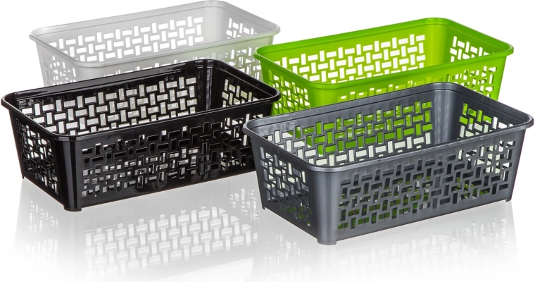 Coș de depozitare din plastic 24,7 × 14,7 × 8 cm – mix de culori