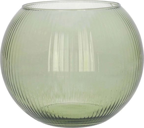 Vază din sticlă Alverda Lines, transparentă verde, 19 × 15,5 cm