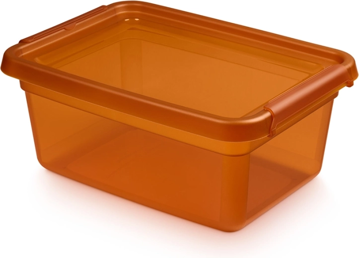 Cutie de depozitare Basestore cu capac și cleme, amber, 12,5 l