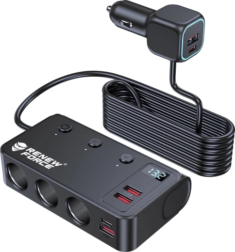 Renew Force splitter pentru priza de brichetă auto cu încărcare rapidă QC și PD - 1 bucată