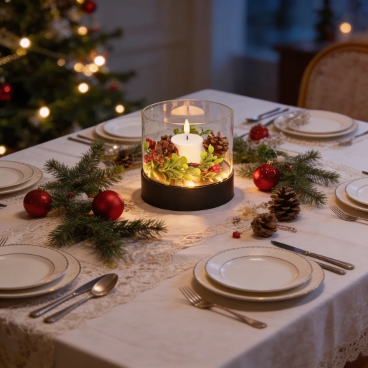 Suport decorativ pentru lumânare cu lumânare tip pastilă LED în sticlă 14,5 × 12,5 cm