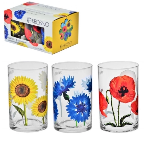 Set de 6 pahare decorate Krosno Kwiaty Polskie 250 ml