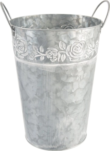 Ghiveci/vasă metalică gri 16 × 12 cm