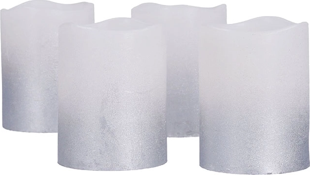 Solight set de lumânări LED cu temporizator, 4 buc., 6,5 cm, argintiu-alb