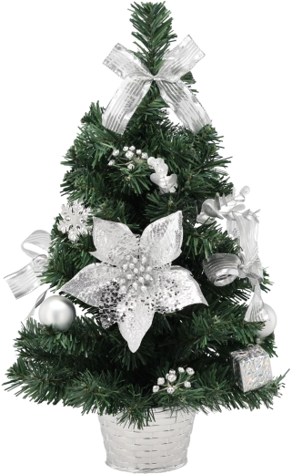 Brad de Crăciun argintiu 50 cm în ghiveci