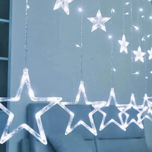Decorațiune luminoasă cu stele, 120 LED-uri, 2 m