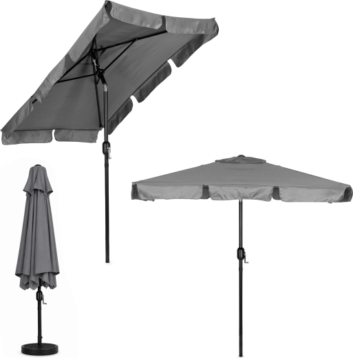 MultiGarden umbrelă mare de grădină cu manivelă și funcție de înclinare, gri 200 × 130 cm