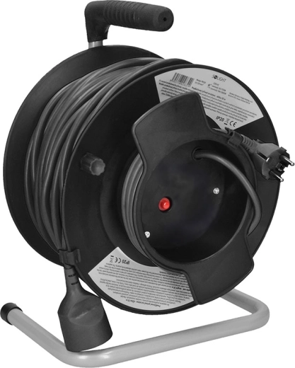 Prelungitor Solight pe tambur de 50 m, 1 priză, negru