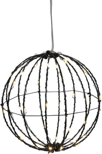 Decorațiune luminoasă de Crăciun, sferă neagră cu temporizator, 40 LED-uri, 15 cm