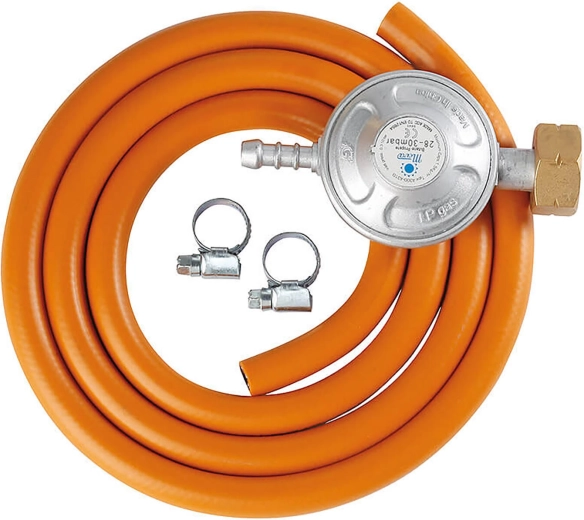 Set furtun de gaz 1,5 m cu regulator și coliere