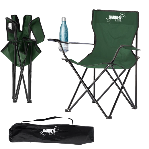 Scaun pliabil de camping și pescuit verde 50 × 50 × 80 cm