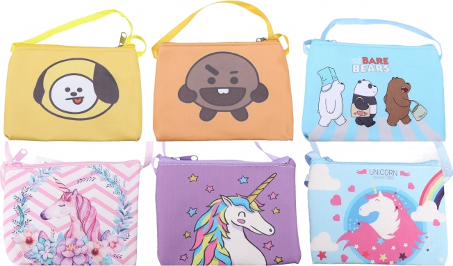 Portofel textil pentru copii, de purtat la gât, mix de culori