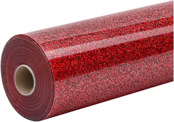 HTVRONT folie termotransfer sclipitoare 30,5 × 90 cm roșie - 1 bucată